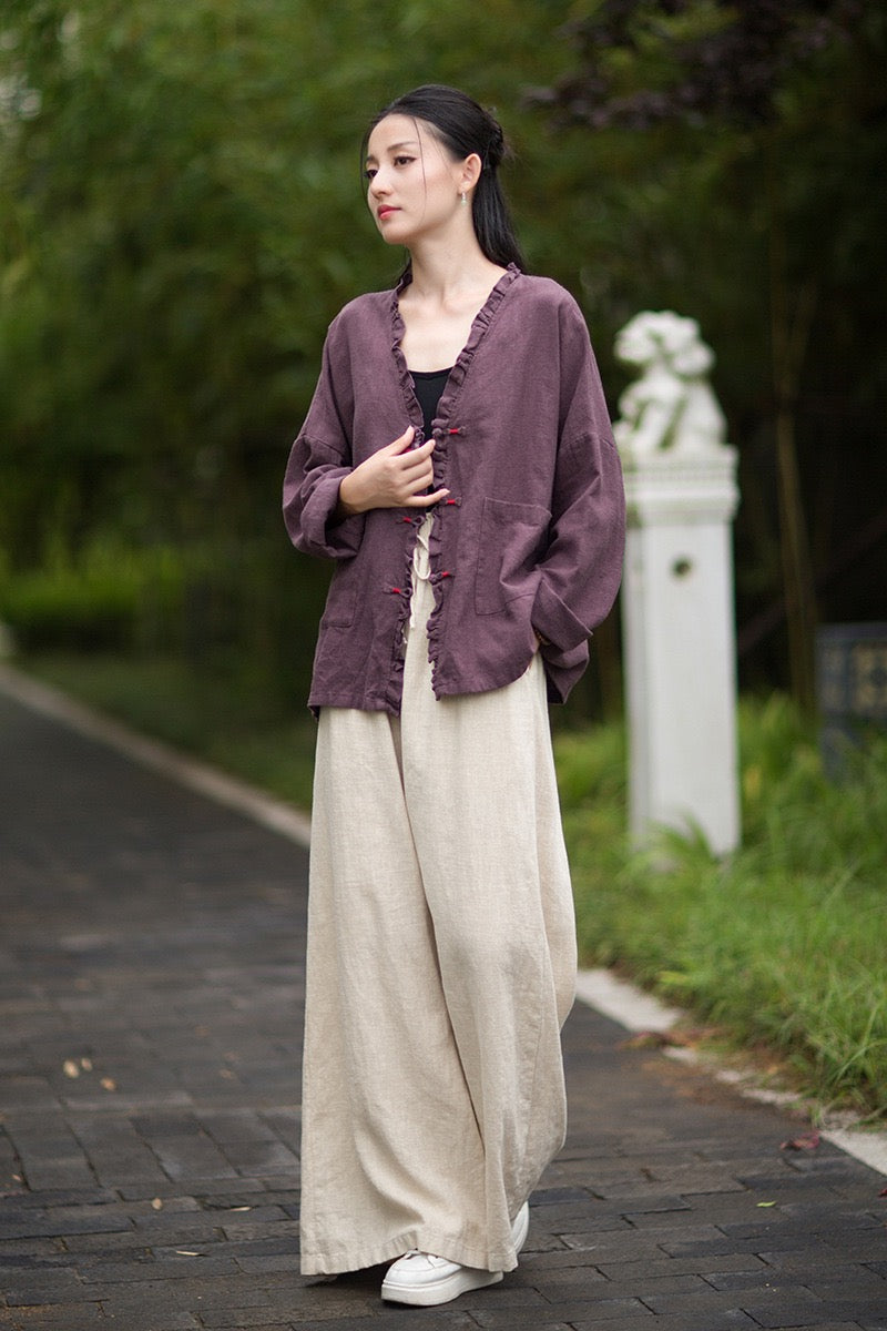 Tao One Tech™ • Zen Beautification Qigong Kimono • Cardigan Jacket • Butterfly Wing Sleeves • Ramie Cotton