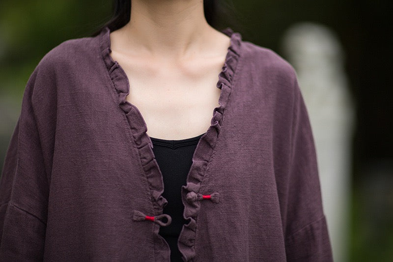 Tao One Tech™ • Zen Beautification Qigong Kimono • Cardigan Jacket • Butterfly Wing Sleeves • Ramie Cotton