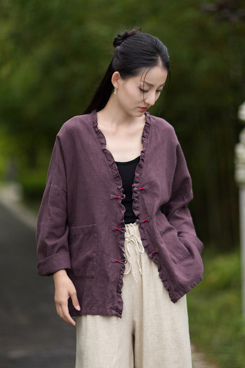 Tao One Tech™ • Zen Beautification Qigong Kimono • Cardigan Jacket • Butterfly Wing Sleeves • Ramie Cotton