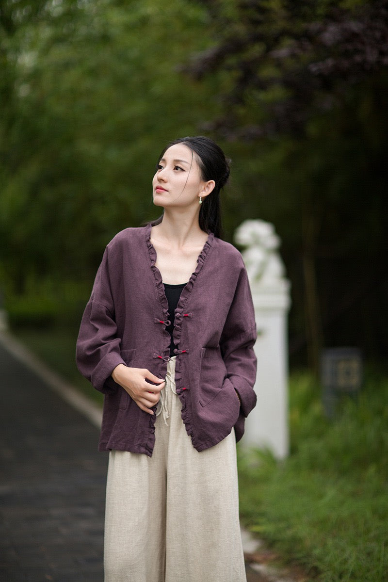 Tao One Tech™ • Zen Beautification Qigong Kimono • Cardigan Jacket • Butterfly Wing Sleeves • Ramie Cotton