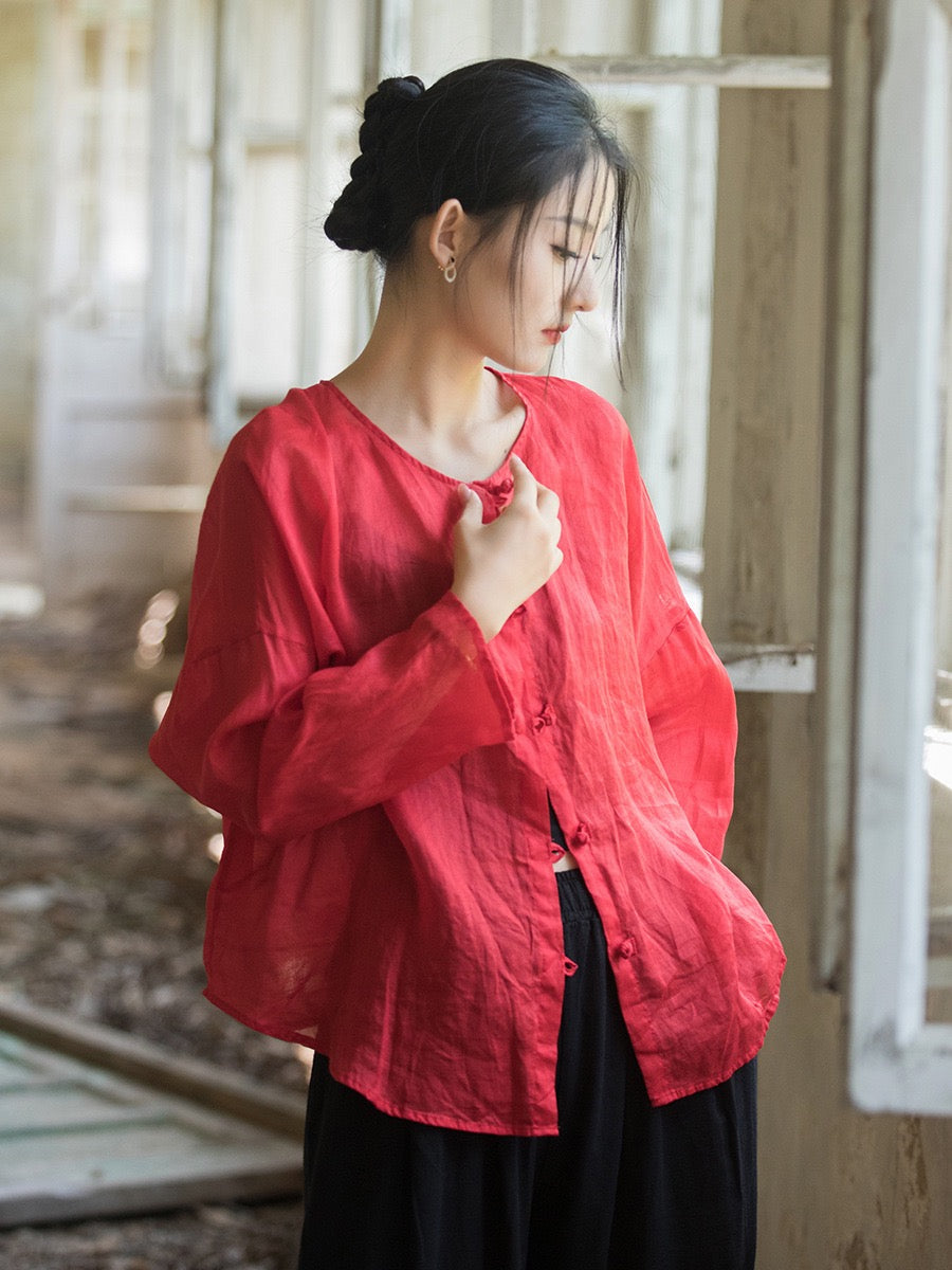 Tao One Tech™ • Zen Sunscreen Cardigan • Pure Ramie • Sheer Flow Layer • Translucent • Five Element Buckles
