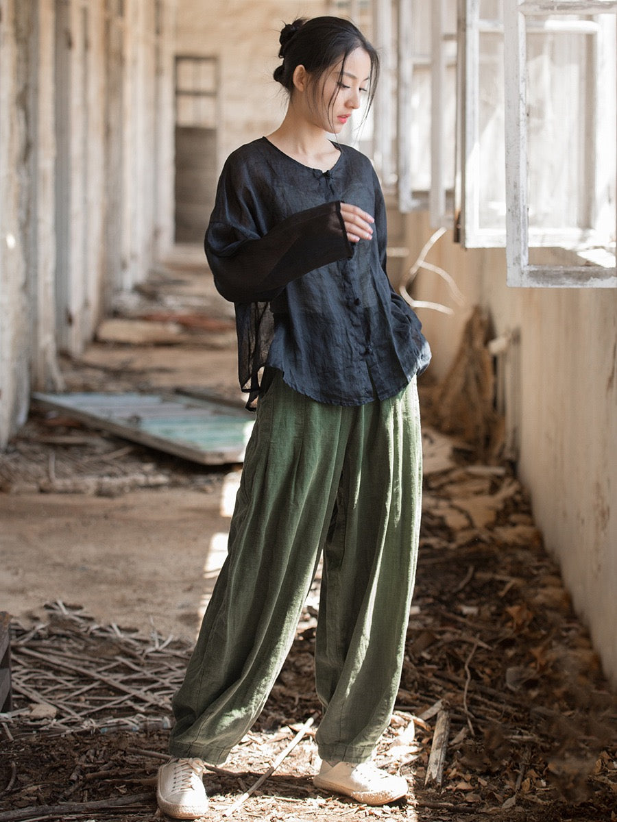Tao One Tech™ • Zen Sunscreen Cardigan • Pure Ramie • Sheer Flow Layer • Translucent • Five Element Buckles
