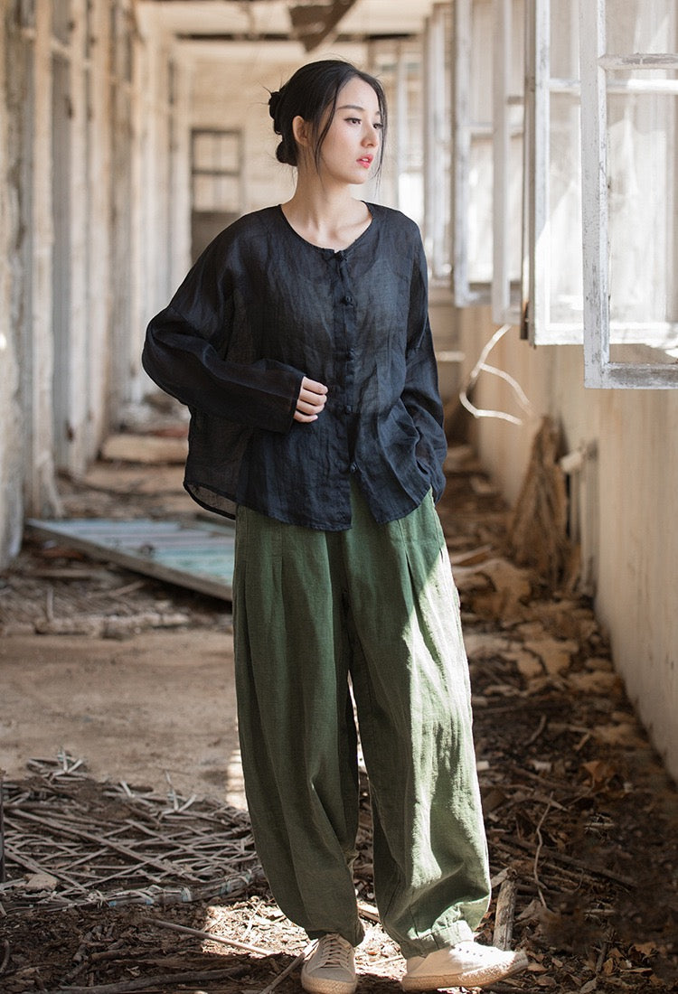 Tao One Tech™ • Zen Sunscreen Cardigan • Pure Ramie • Sheer Flow Layer • Translucent • Five Element Buckles
