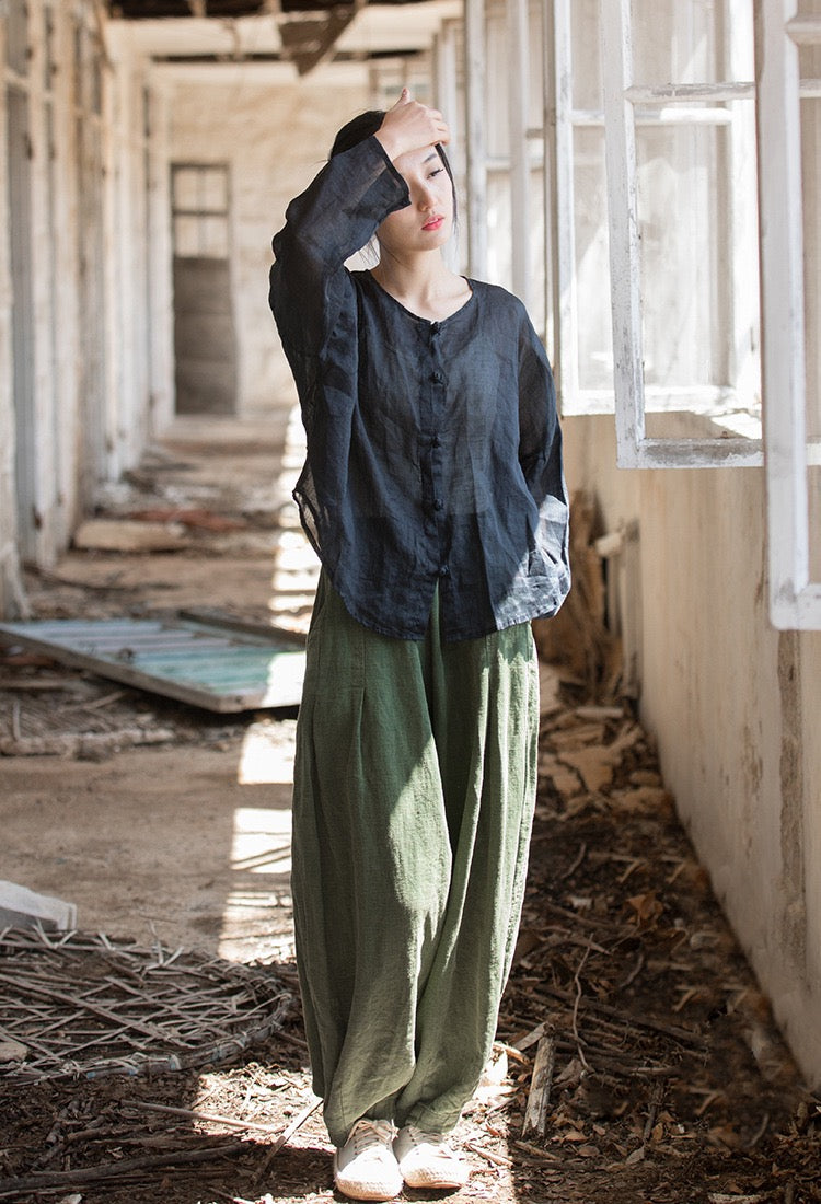 Tao One Tech™ • Zen Sunscreen Cardigan • Pure Ramie • Sheer Flow Layer • Translucent • Five Element Buckles