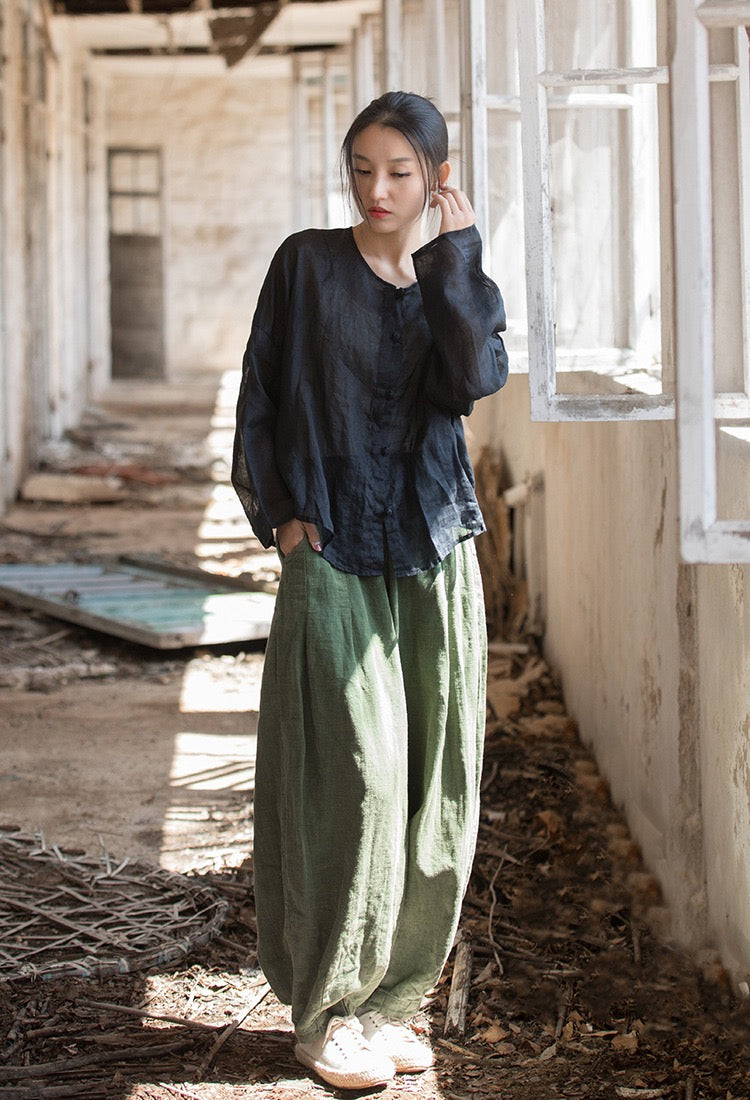 Tao One Tech™ • Zen Sunscreen Cardigan • Pure Ramie • Sheer Flow Layer • Translucent • Five Element Buckles