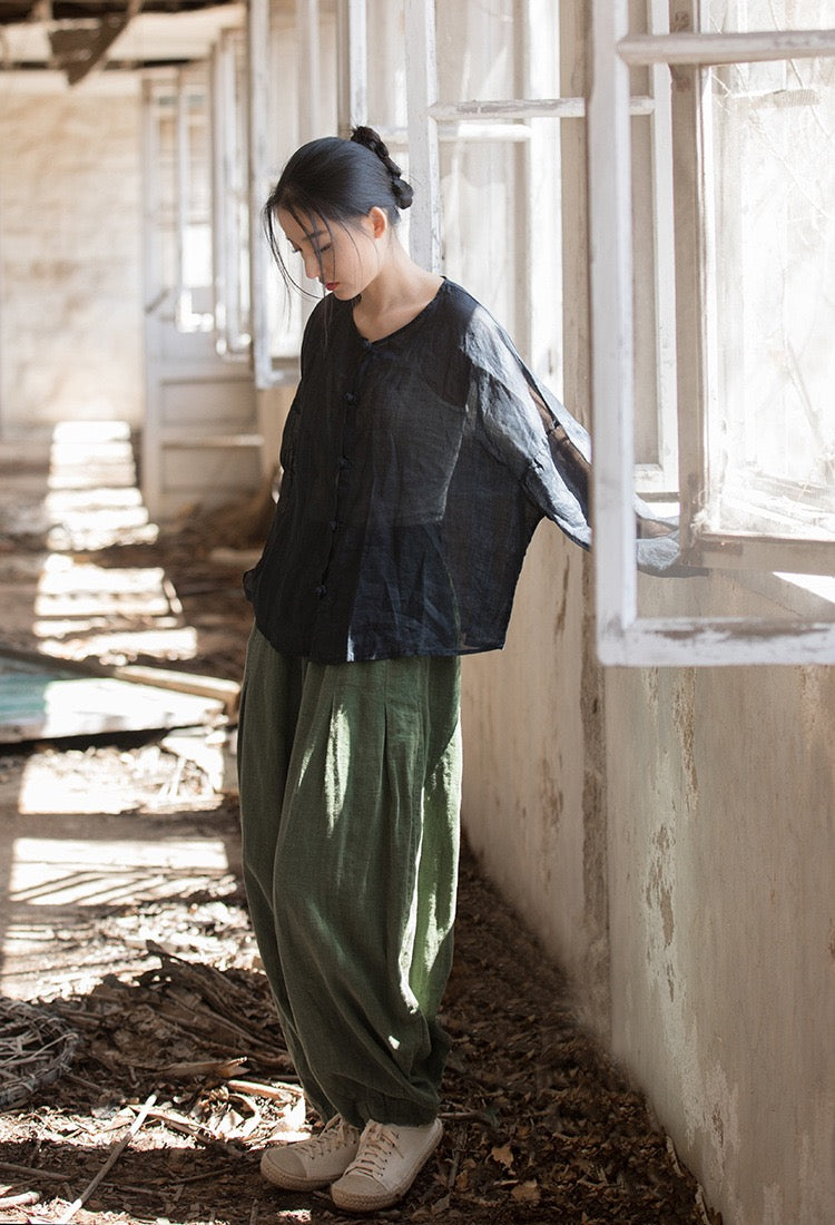 Tao One Tech™ • Zen Sunscreen Cardigan • Pure Ramie • Sheer Flow Layer • Translucent • Five Element Buckles