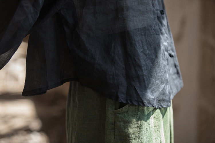 Tao One Tech™ • Zen Sunscreen Cardigan • Pure Ramie • Sheer Flow Layer • Translucent • Five Element Buckles