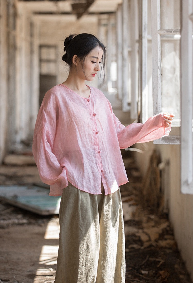 Tao One Tech™ • Zen Sunscreen Cardigan • Pure Ramie • Sheer Flow Layer • Translucent • Five Element Buckles