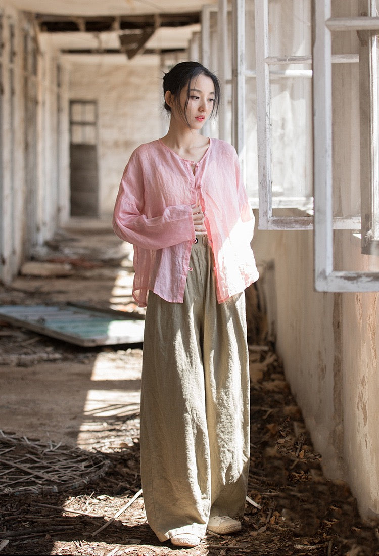 Tao One Tech™ • Zen Sunscreen Cardigan • Pure Ramie • Sheer Flow Layer • Translucent • Five Element Buckles
