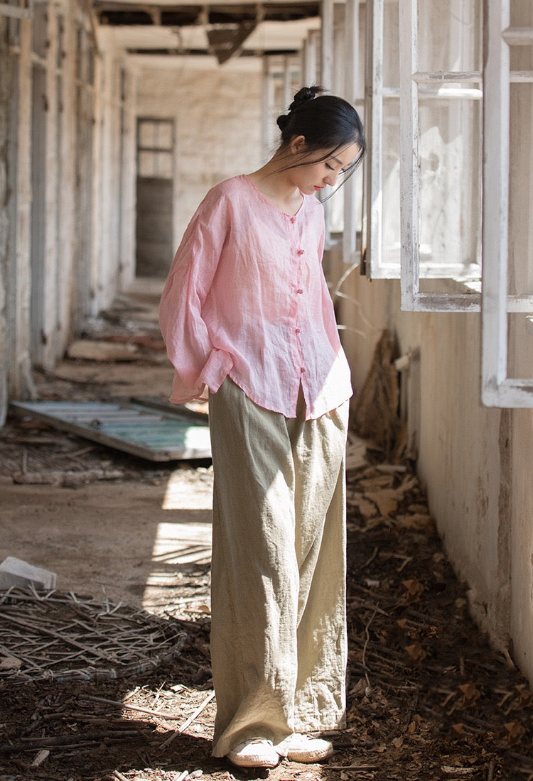 Tao One Tech™ • Zen Sunscreen Cardigan • Pure Ramie • Sheer Flow Layer • Translucent • Five Element Buckles