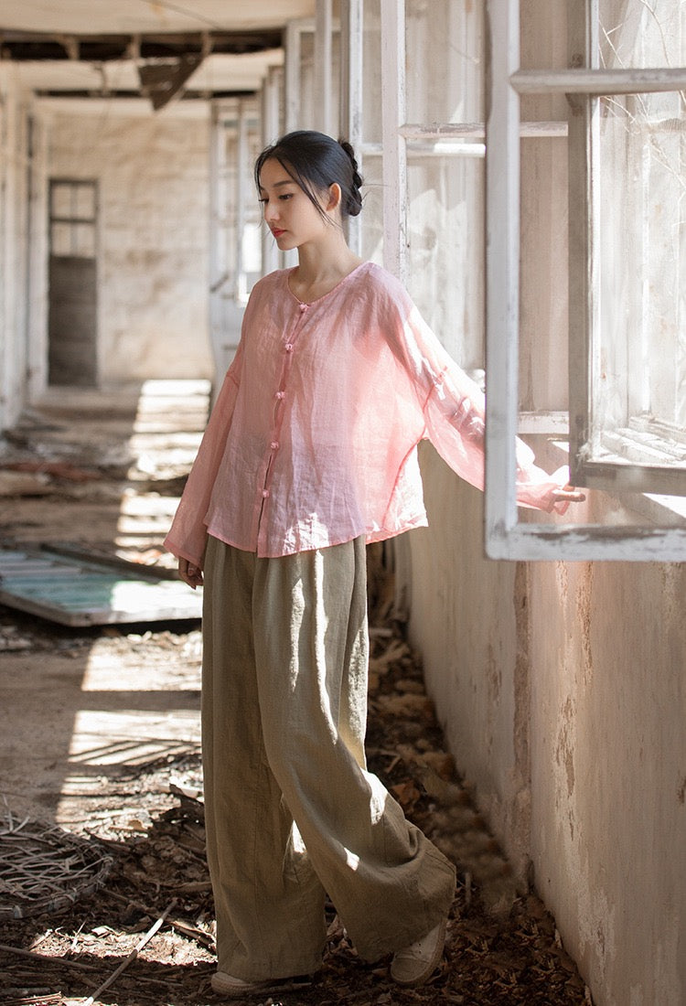 Tao One Tech™ • Zen Sunscreen Cardigan • Pure Ramie • Sheer Flow Layer • Translucent • Five Element Buckles