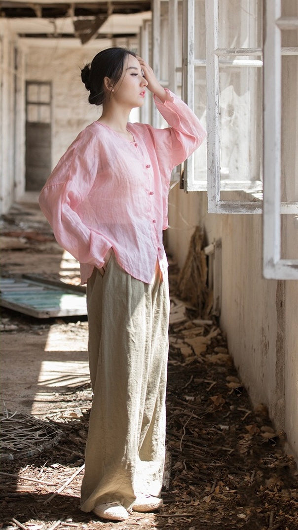 Tao One Tech™ • Zen Sunscreen Cardigan • Pure Ramie • Sheer Flow Layer • Translucent • Five Element Buckles