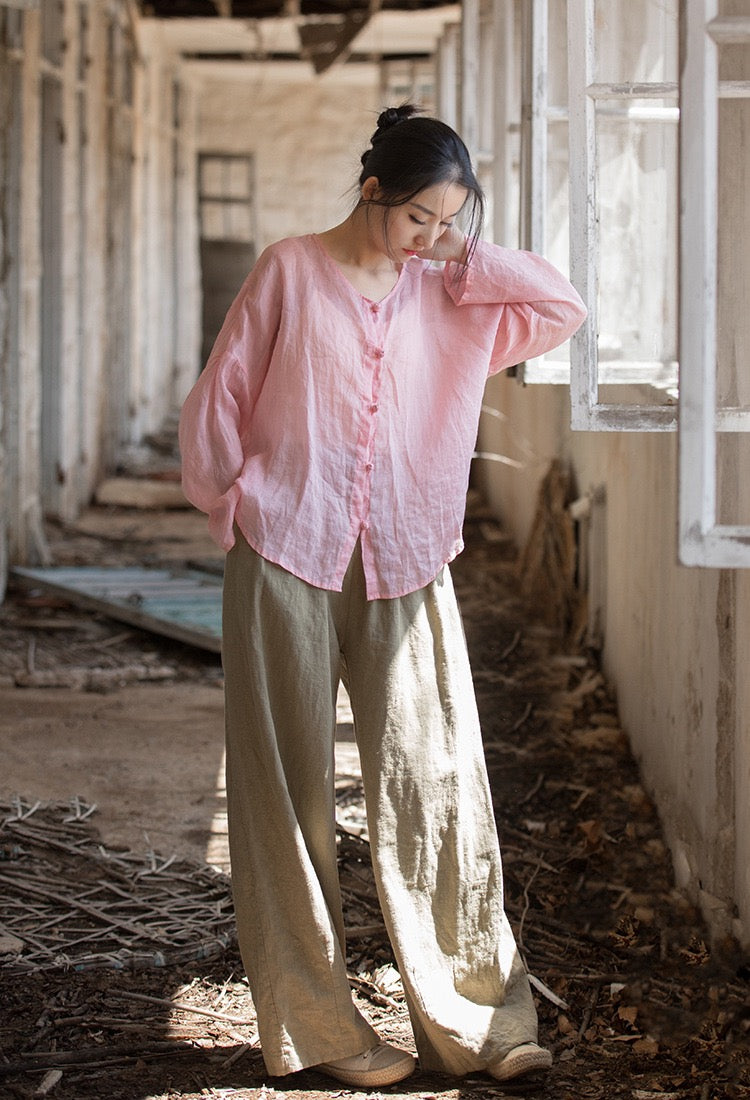 Tao One Tech™ • Zen Sunscreen Cardigan • Pure Ramie • Sheer Flow Layer • Translucent • Five Element Buckles