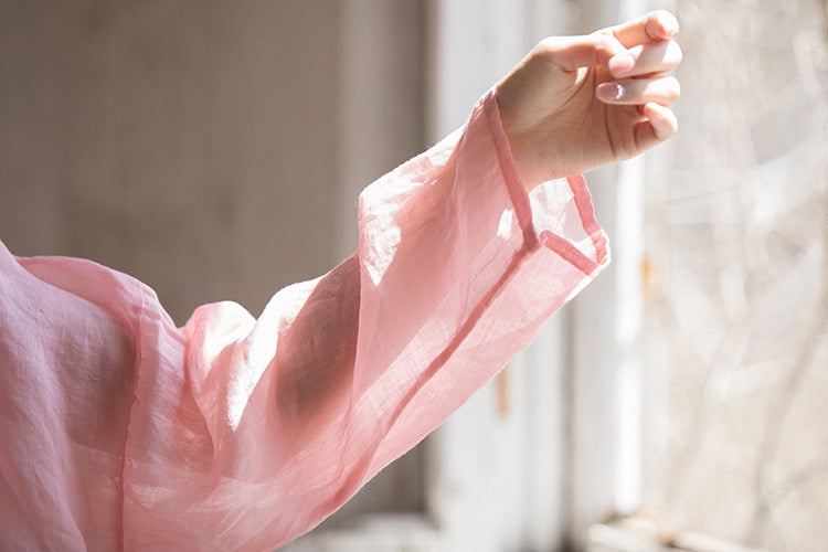 Tao One Tech™ • Zen Sunscreen Cardigan • Pure Ramie • Sheer Flow Layer • Translucent • Five Element Buckles
