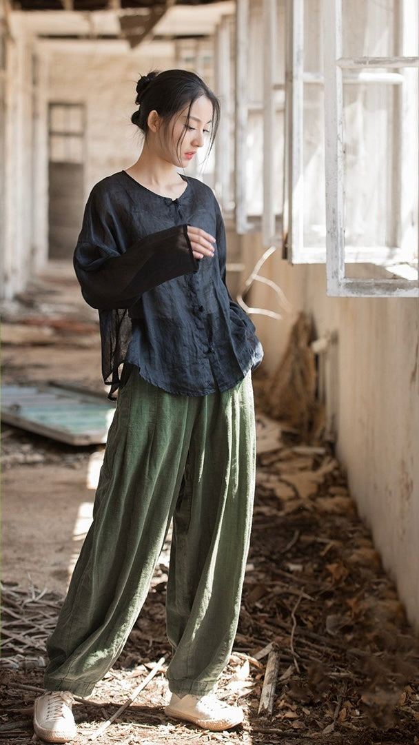 Tao One Tech™ • Zen Sunscreen Cardigan • Pure Ramie • Sheer Flow Layer • Translucent • Five Element Buckles
