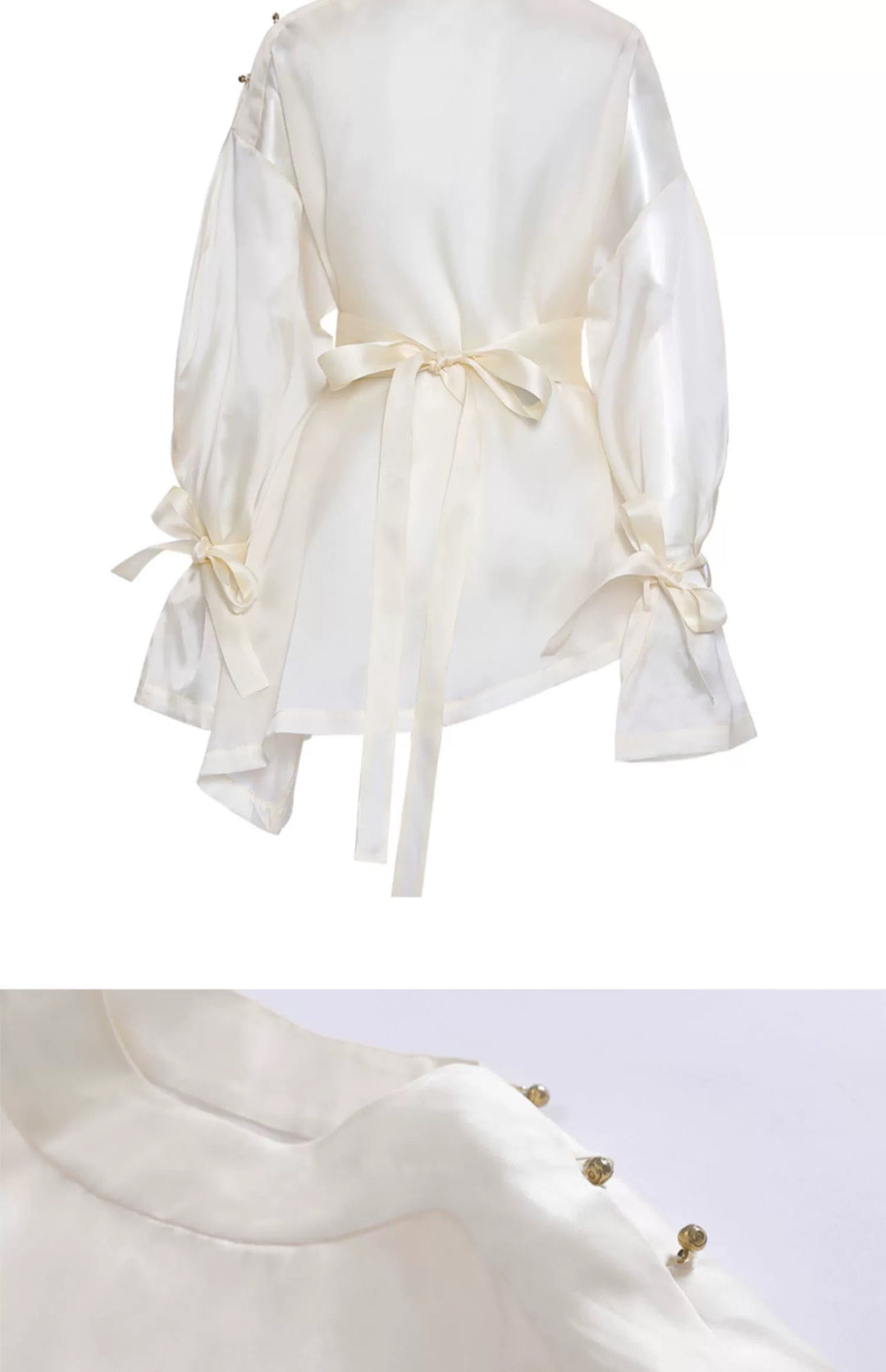 Tao Silk Tech™ • Tao Fairy Silk Shirt • Elegant Empress Waist • Gold Button Details • 100% Mulberry Silk • High Vibrational Frequency
