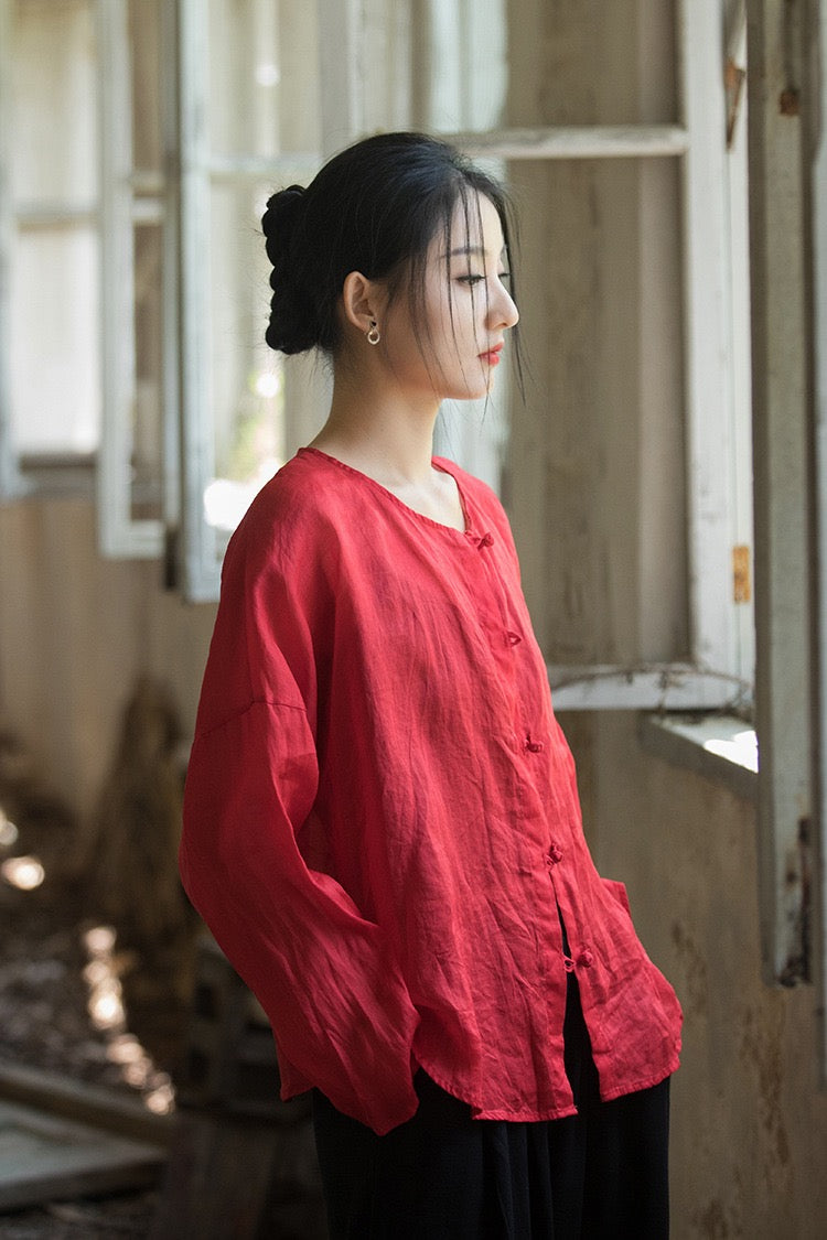 Tao One Tech™ • Zen Sunscreen Cardigan • Pure Ramie • Sheer Flow Layer • Translucent • Five Element Buckles