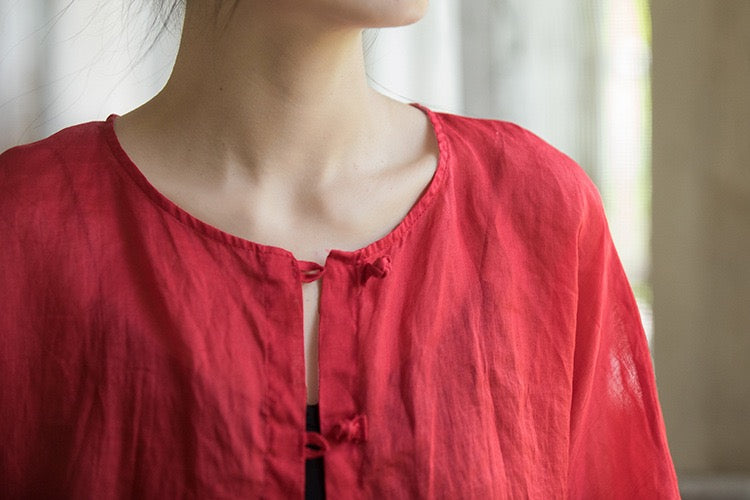 Tao One Tech™ • Zen Sunscreen Cardigan • Pure Ramie • Sheer Flow Layer • Translucent • Five Element Buckles