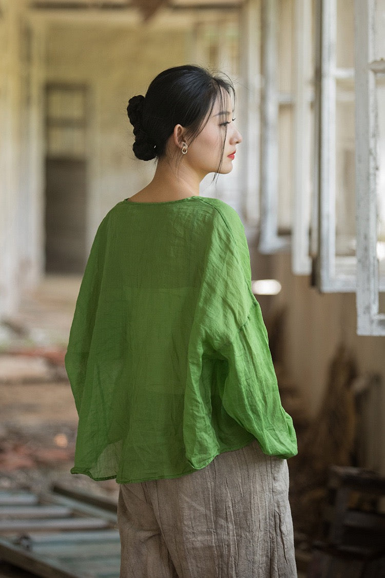 Tao One Tech™ • Zen Sunscreen Cardigan • Pure Ramie • Sheer Flow Layer • Translucent • Five Element Buckles