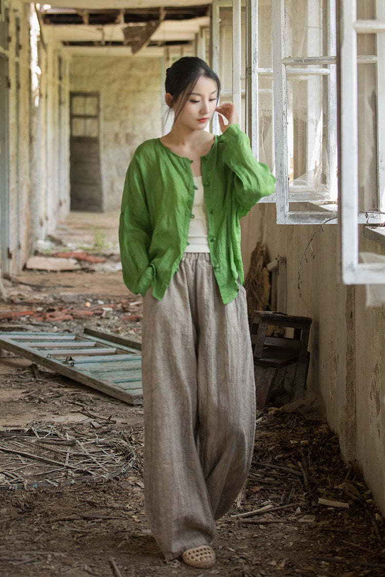 Tao One Tech™ • Zen Sunscreen Cardigan • Pure Ramie • Sheer Flow Layer • Translucent • Five Element Buckles