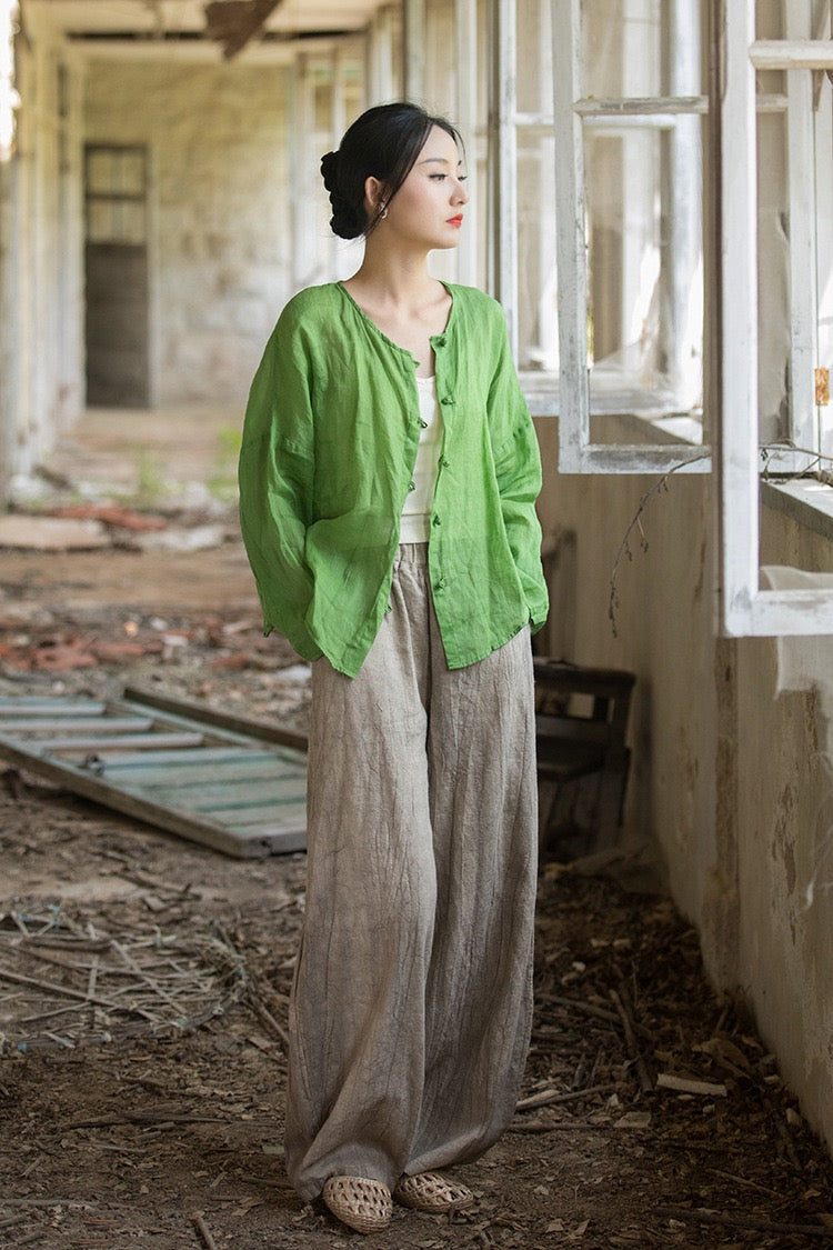 Tao One Tech™ • Zen Sunscreen Cardigan • Pure Ramie • Sheer Flow Layer • Translucent • Five Element Buckles