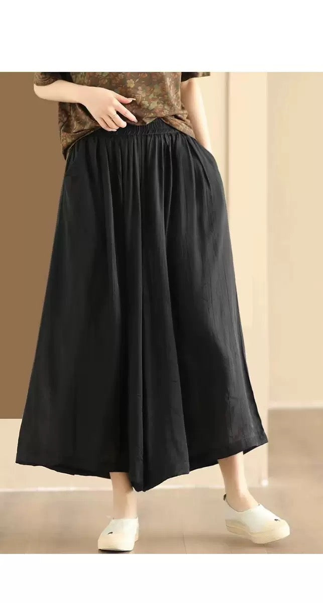 Tao One Tech™ • Flowy Skirt Pants • Wide Leg Pants • Cropped Pants • Tech Pockets • Tencel Lyocell Cotton