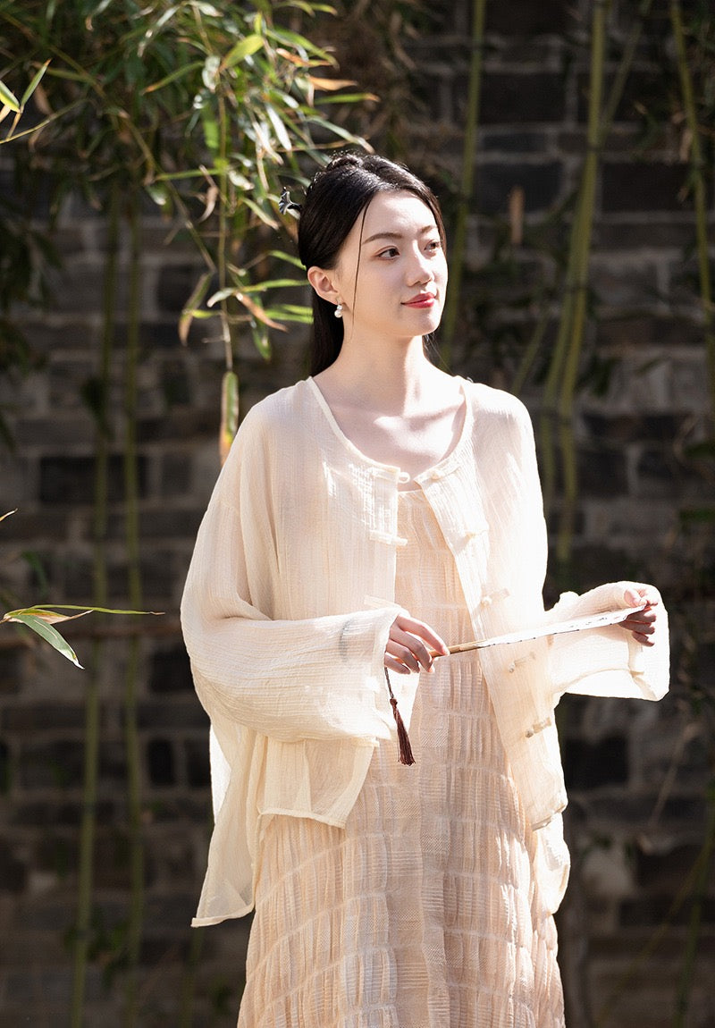 Tao One Tech™ • Tao Fairy Sunscreen Cardigan • Kimono • Hanfu • Air Conditioning Shirt • Butterfly Bat Wing Sleeves • Cooling • Sheer • Translucent • Regenerated Cellulose Fibre