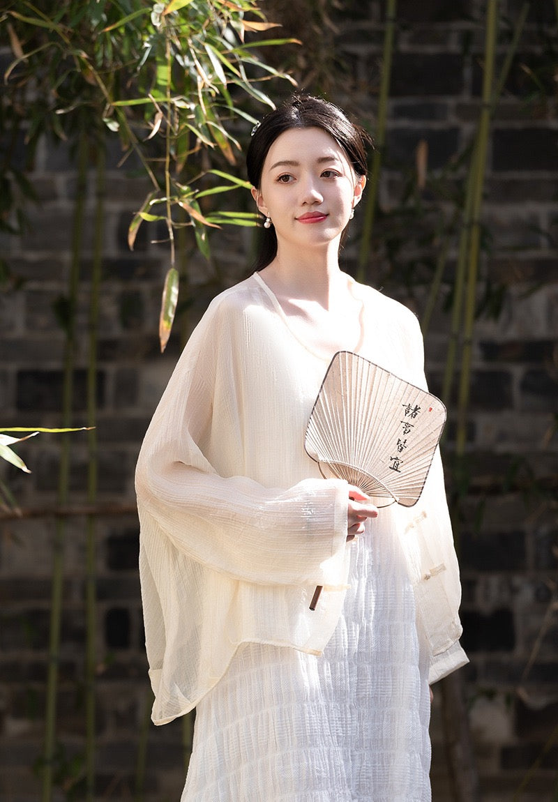 Tao One Tech™ • Tao Fairy Sunscreen Cardigan • Kimono • Hanfu • Air Conditioning Shirt • Butterfly Bat Wing Sleeves • Cooling • Sheer • Translucent • Regenerated Cellulose Fibre