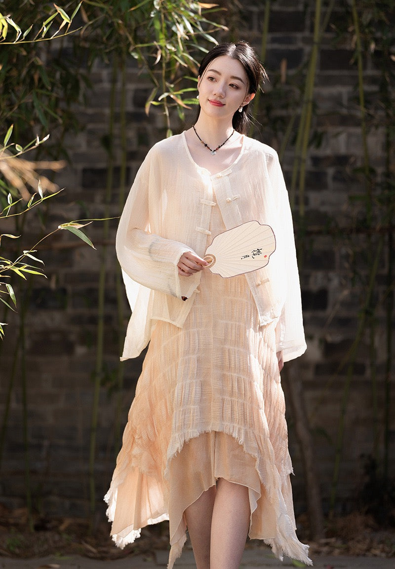 Tao One Tech™ • Tao Fairy Sunscreen Cardigan • Kimono • Hanfu • Air Conditioning Shirt • Butterfly Bat Wing Sleeves • Cooling • Sheer • Translucent • Regenerated Cellulose Fibre