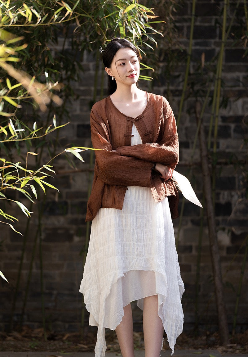Tao One Tech™ • Tao Fairy Sunscreen Cardigan • Kimono • Hanfu • Air Conditioning Shirt • Butterfly Bat Wing Sleeves • Cooling • Sheer • Translucent • Regenerated Cellulose Fibre