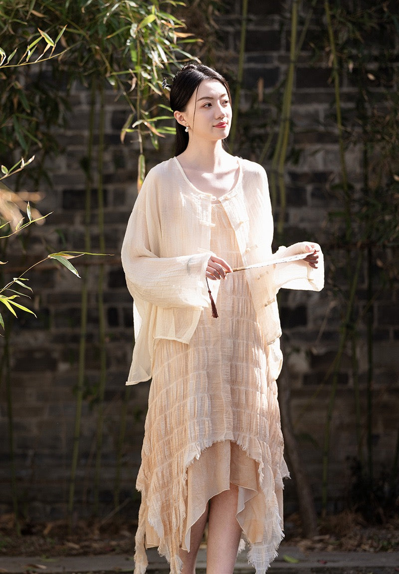 Tao One Tech™ • Tao Fairy Sunscreen Cardigan • Kimono • Hanfu • Air Conditioning Shirt • Butterfly Bat Wing Sleeves • Cooling • Sheer • Translucent • Regenerated Cellulose Fibre