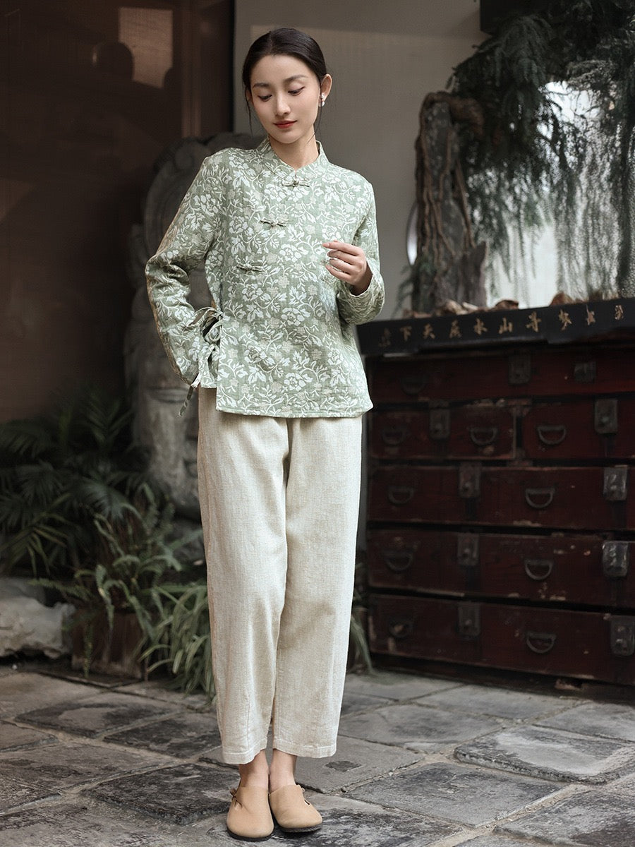 Tao One Tech™ • Business Flow Carrot Pants • High-Waisted • Cropped Pants • Bamboo Texture • Tech Pockets • Ramie Cotton • Sizes M-XXL