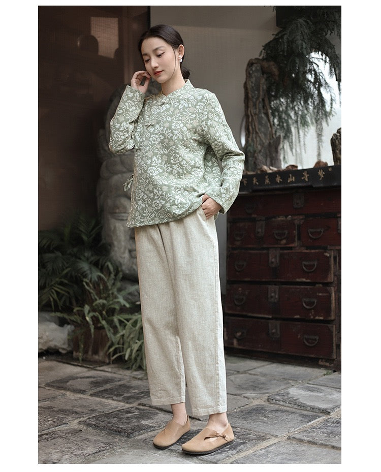 Tao One Tech™ • Business Flow Carrot Pants • High-Waisted • Cropped Pants • Bamboo Texture • Tech Pockets • Ramie Cotton • Sizes M-XXL