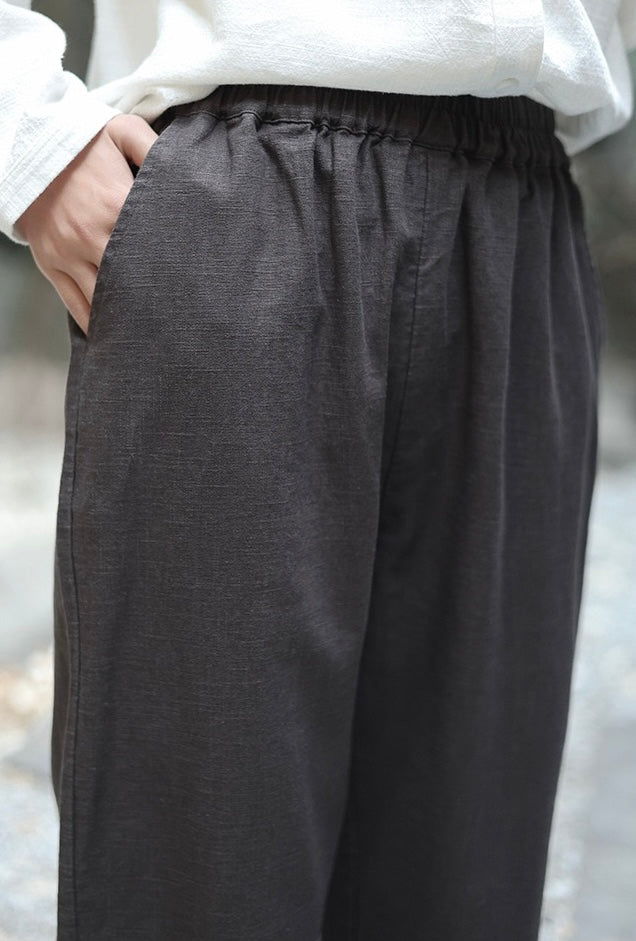 Tao One Tech™ • Business Flow Carrot Pants • High-Waisted • Cropped Pants • Bamboo Texture • Tech Pockets • Ramie Cotton • Sizes M-XXL