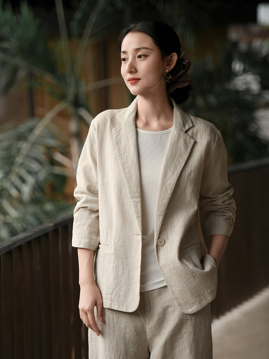 Tao One Tech™ • Business Flow Blazer Suit • Relaxed Tailored Fit • All Season Layering • Tech Pockets • Ramie Cotton • Sizes M–XXL