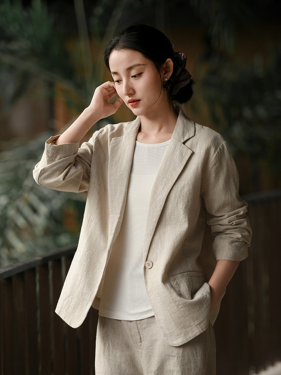 Tao One Tech™ • Business Flow Blazer Suit • Relaxed Tailored Fit • All Season Layering • Tech Pockets • Ramie Cotton • Sizes M–XXL