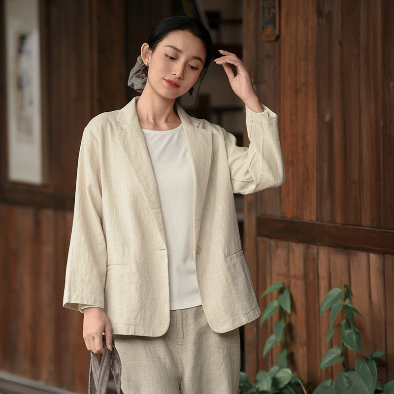 Tao One Tech™ • Business Flow Blazer Suit • Relaxed Tailored Fit • All Season Layering • Tech Pockets • Ramie Cotton • Sizes M–XXL
