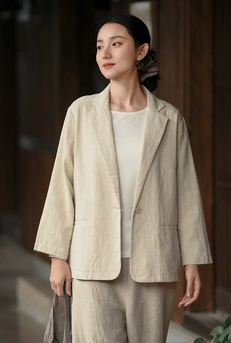Tao One Tech™ • Business Flow Blazer Suit • Relaxed Tailored Fit • All Season Layering • Tech Pockets • Ramie Cotton • Sizes M–XXL