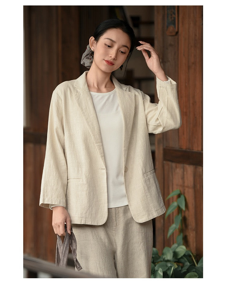 Tao One Tech™ • Business Flow Blazer Suit • Relaxed Tailored Fit • All Season Layering • Tech Pockets • Ramie Cotton • Sizes M–XXL