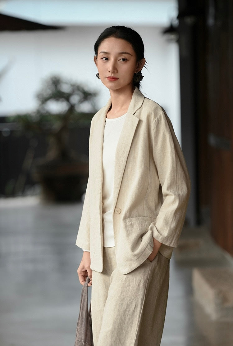Tao One Tech™ • Business Flow Blazer Suit • Relaxed Tailored Fit • All Season Layering • Tech Pockets • Ramie Cotton • Sizes M–XXL