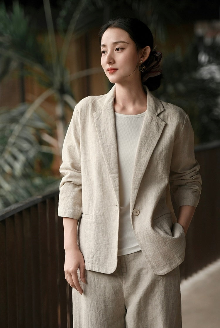 Tao One Tech™ • Business Flow Blazer Suit • Relaxed Tailored Fit • All Season Layering • Tech Pockets • Ramie Cotton • Sizes M–XXL