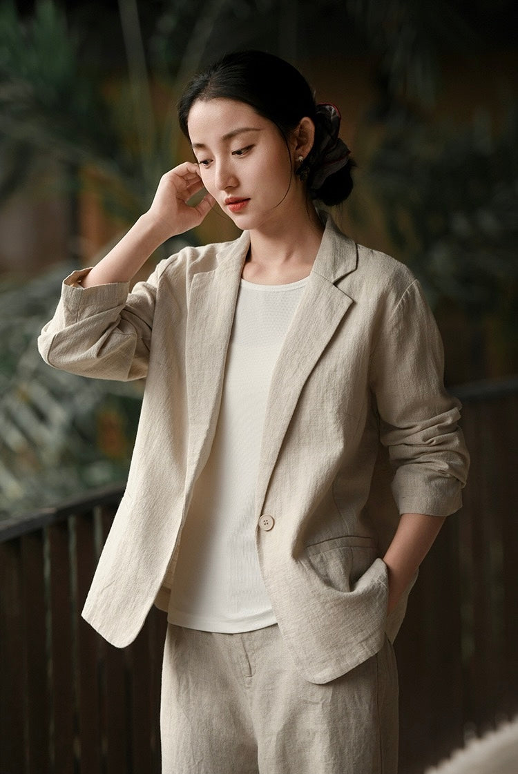 Tao One Tech™ • Business Flow Blazer Suit • Relaxed Tailored Fit • All Season Layering • Tech Pockets • Ramie Cotton • Sizes M–XXL