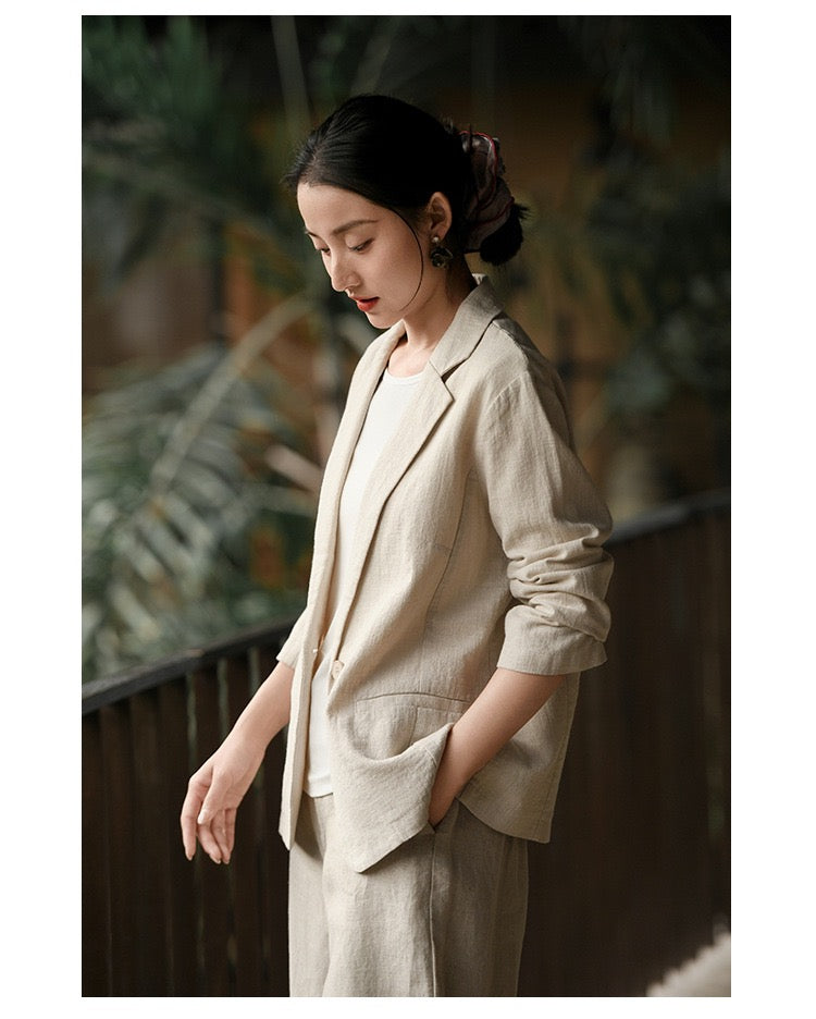 Tao One Tech™ • Business Flow Blazer Suit • Relaxed Tailored Fit • All Season Layering • Tech Pockets • Ramie Cotton • Sizes M–XXL