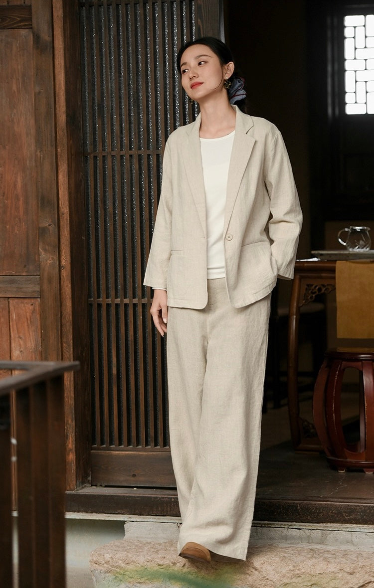 Tao One Tech™ • Business Flow Blazer Suit • Relaxed Tailored Fit • All Season Layering • Tech Pockets • Ramie Cotton • Sizes M–XXL