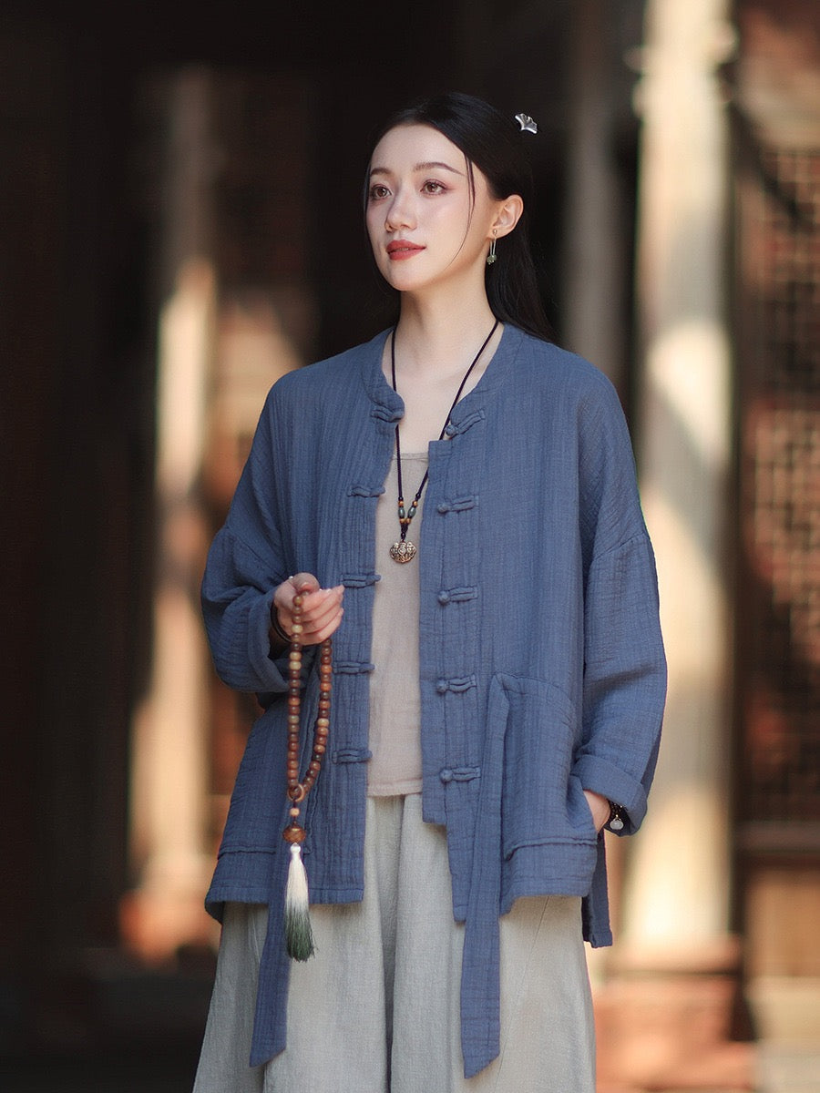 Tao One Tech™ • Zen Qigong Kimono Cardigan • Tai Chi • All Season Layering • Butterfly Bat Wing Sleeves • Tech Pockets • Bamboo Texture • Double-Layer Cotton