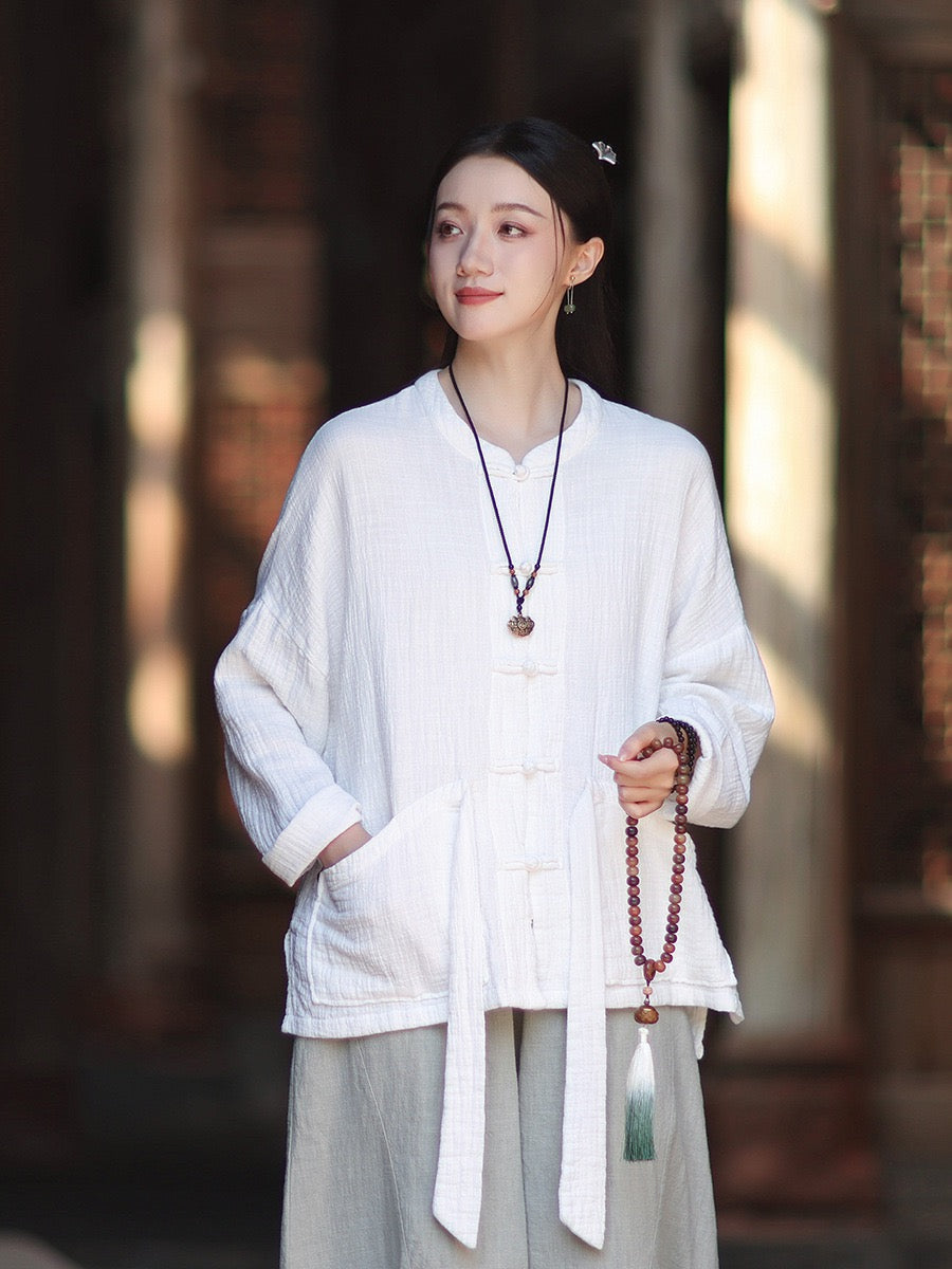 Tao One Tech™ • Zen Qigong Kimono Cardigan • Tai Chi • All Season Layering • Butterfly Bat Wing Sleeves • Tech Pockets • Bamboo Texture • Double-Layer Cotton