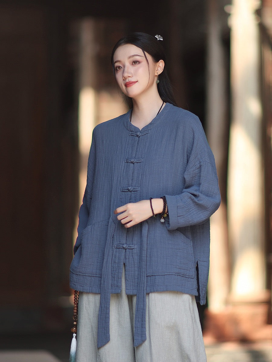 Tao One Tech™ • Zen Qigong Kimono Cardigan • Tai Chi • All Season Layering • Butterfly Bat Wing Sleeves • Tech Pockets • Bamboo Texture • Double-Layer Cotton