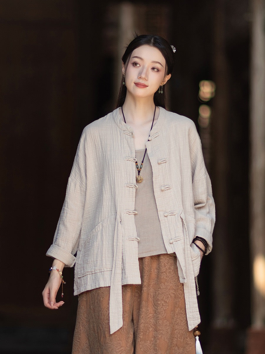 Tao One Tech™ • Zen Qigong Kimono Cardigan • Tai Chi • All Season Layering • Butterfly Bat Wing Sleeves • Tech Pockets • Bamboo Texture • Double-Layer Cotton
