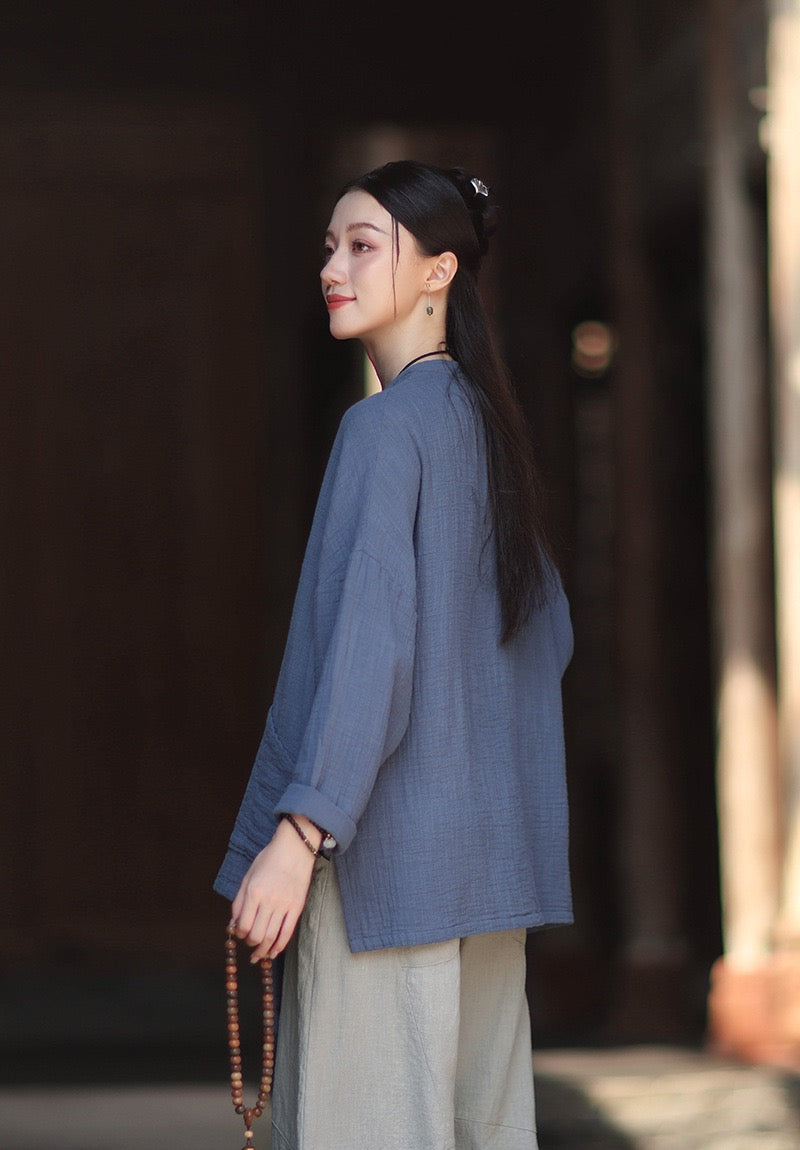 Tao One Tech™ • Zen Qigong Kimono Cardigan • Tai Chi • All Season Layering • Butterfly Bat Wing Sleeves • Tech Pockets • Bamboo Texture • Double-Layer Cotton