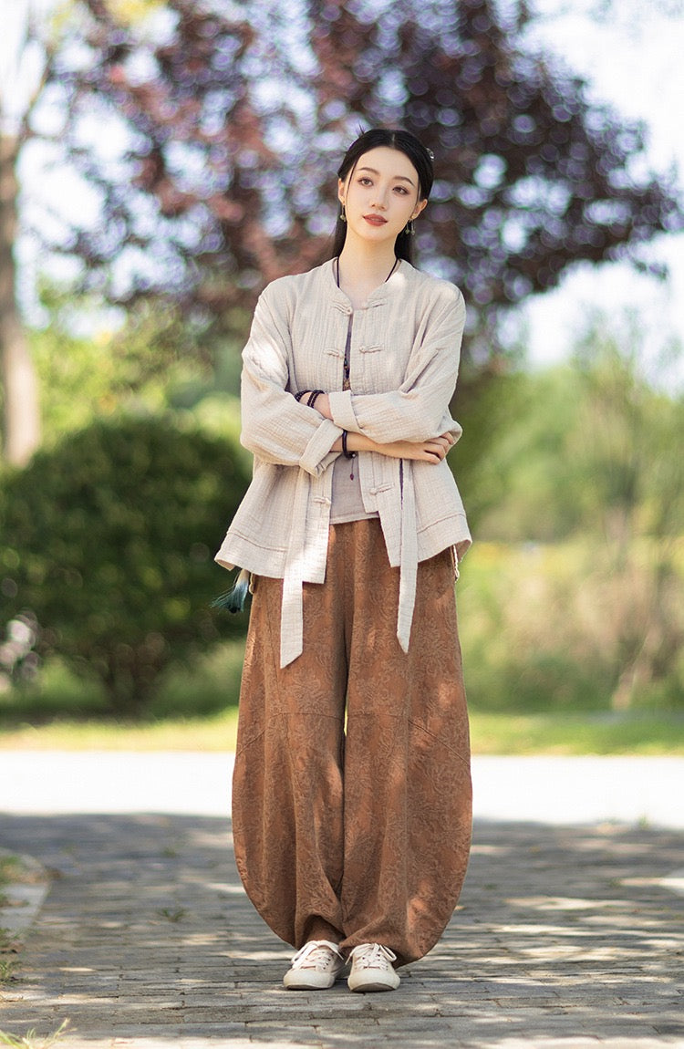 Tao One Tech™ • Zen Qigong Kimono Cardigan • Tai Chi • All Season Layering • Butterfly Bat Wing Sleeves • Tech Pockets • Bamboo Texture • Double-Layer Cotton